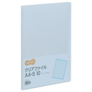 【新品】TANOSEE クリアファイル A4タテ 10ポケット 背幅8mm ブルー 1セット（80冊）