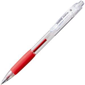 （訳ありセール 格安） 【新品】（まとめ）TANOSEE ノック式油性ボールペン（なめらかインク） 【×3セット】 1セット（50本） （軸色：クリア） 赤 0.5mm その他