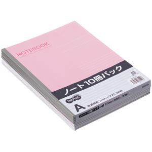 【新品】（まとめ）TANOSEE ノートブック セミB5 A罫7mm 30枚 ピンク 1パック（10冊） 【×10セット】