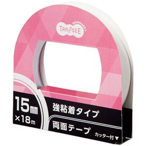 【新品】（まとめ）TANOSEE 両面テープ 強粘着タイプ カッター付 15mm×18m 1セット（10巻） 【×3セット】