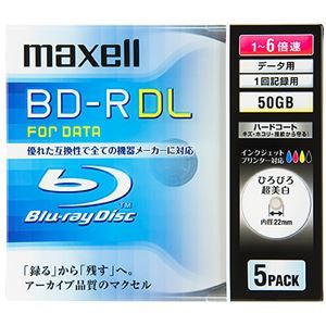 【新品】（まとめ）マクセル データ用BD-R 片面2層50GB 1-6倍速 ホワイトワイドプリンタブル 5mmスリムケース BR50PWPC.5S 1
