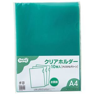 【新品】（まとめ）TANOSEE カラークリアホルダー（単色タイプ） A4 クリスタルグリーン 1セット（30枚：10枚×3パック） 【×10セット】