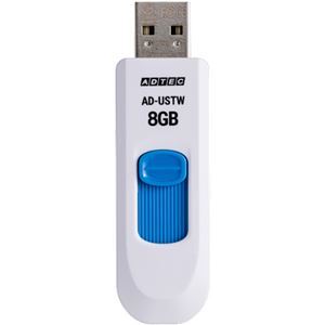 【新品】（まとめ）アドテック USB2.0スライド式フラッシュメモリ 8GB ホワイト/ブルー AD-USTW8G-U2R 1個【×3セット】_画像2