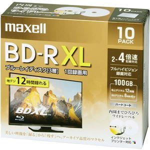 【新品】Maxell 録画用ブルーレイディスク BD-R XL(2～4倍速対応) 720分/3層100GB 10枚 BRV100WPE.10S_画像1
