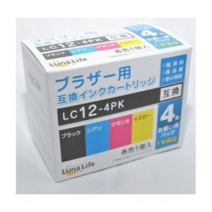 【新品】(まとめ)ワールドビジネスサプライ 【Luna Life】 ブラザー用 互換インクカートリッジ LC12-4PK 4本パック LN BR12/_画像1
