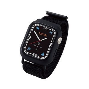【新品】エレコム Apple Watch41mm用フルカバーケース ファブリックバンド一体型 ブラック AW-21BBCFBBK_画像1