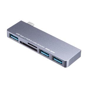 【新品】サンワサプライ USB Type-Cハブ(カードリーダー付き) USB-3TCHC18GY