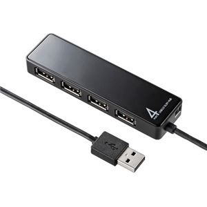 【新品】サンワサプライ HDD接続対応・面ファスナー付4ポートUSB2.0ハブ ブラック USB-HTV410BKN2_画像1