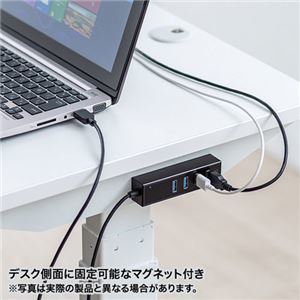 【新品】サンワサプライ 磁石付USB3.2Gen1 4ポートハブ USB-3H405BKN_画像2