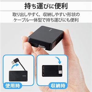 【新品】【5個セット】 エレコム USB2.0対応メモリカードリーダー/ケーブル収納型タイプ ブラック MR-K304BKX5_画像3