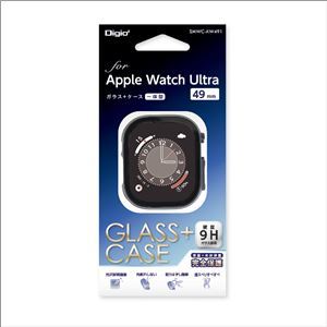 【新品】Digio2 AppleWatch Ultra用 高硬度9Hガラス+ケース 49mm SMWC-AW491BK ブラック_画像2