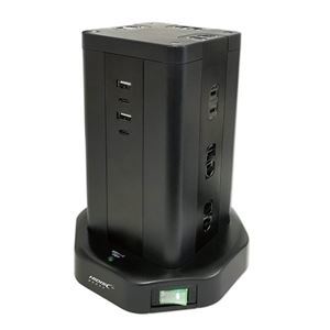 【新品】HIDISC タワー型USB付電源タップ (Type-C×2+Type-A×2) HD-AC12C2U2BK_画像1
