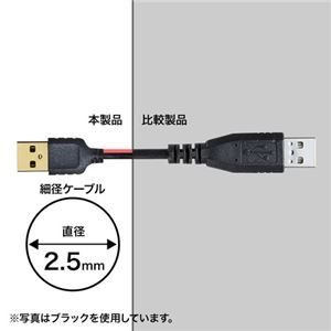 【新品】【5個セット】 サンワサプライ 極細USBケーブル （USB2.0 A-Bタイプ） 1.5m KU20-SL15WKX5_画像3