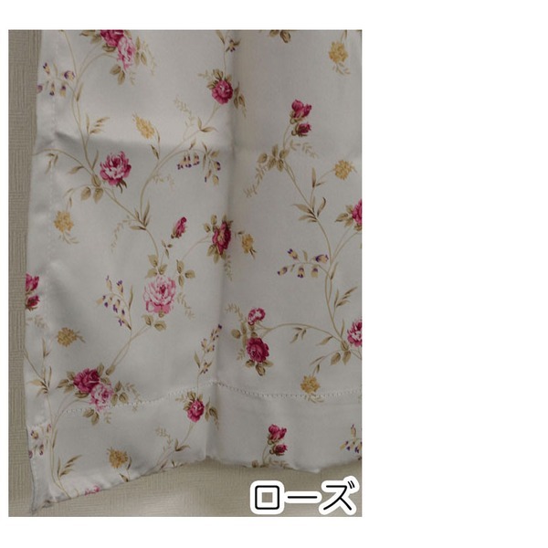 【新品】バラ柄 遮光カーテン / 1枚のみ 150×225cm ローズ / 洗える 形状記憶 薔薇柄 3級遮光 『ファンシー』 九装_画像3