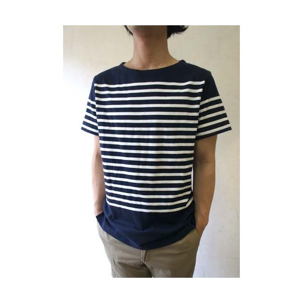【新品】フランスタイプ ボーダーシャツ 半袖 3色 JT043YN ホワイト×ネイビー M 【 レプリカ 】_画像3