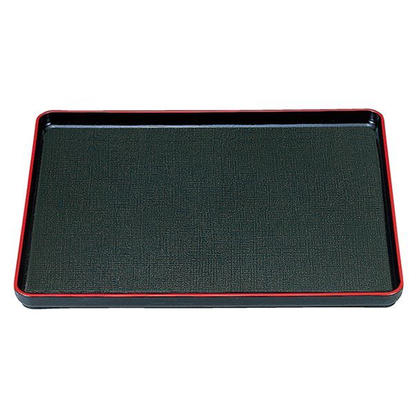 【新品】尺1 大寿布目盆/トレー 【黒天朱SL】 335mm×260mm×22mm 日本製 〔和食 レストラン 居酒屋 店舗 お店〕_画像1