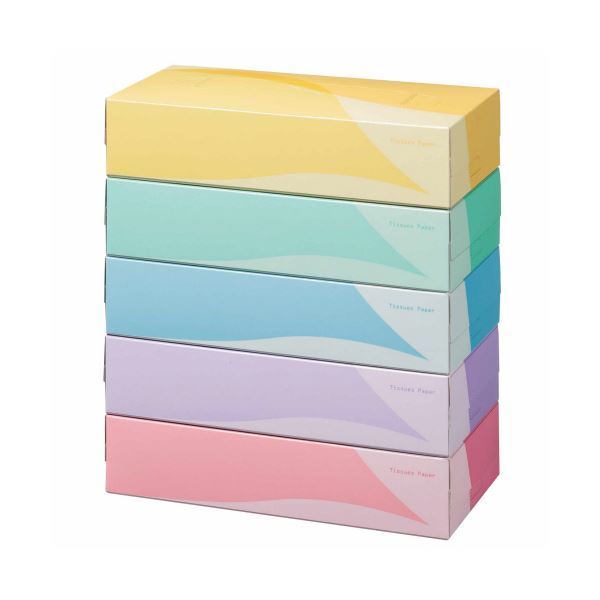 【新品】TANOSEE ティッシュペーパー5colors 200組/箱 1セット（60箱：5箱×12パック）