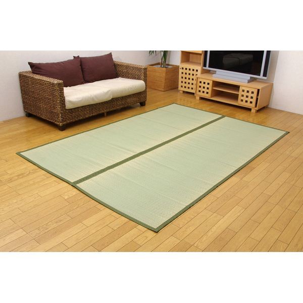 【新品】日本製 い草 上敷き/ラグマット 【双目織 江戸間8畳 約352×352cm】 抗菌 防臭 調湿機能付き 草津 〔リビング〕_画像2