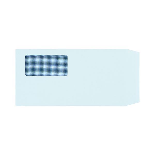 【新品】(まとめ) TANOSEE 窓付封筒 裏地紋付 ワンタッチテープ付 長3 80g／m2 ブルー 1パック（100枚） 【×10セット】