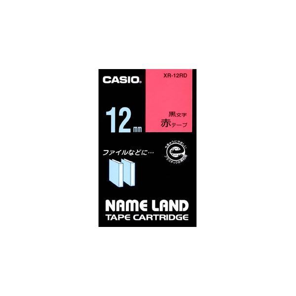 【新品】(まとめ) カシオ CASIO ネームランド NAME LAND スタンダードテープ 12mm×8m 赤／黒文字 XR-12RD 1個 【×