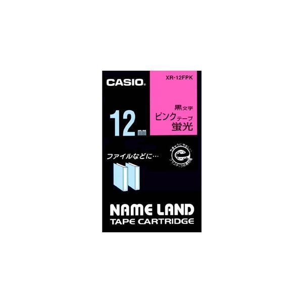 【新品】(まとめ) カシオ CASIO ネームランド NAME LAND スタンダードテープ 12mm×5.5m 蛍光ピンク／黒文字 XR-12FPK