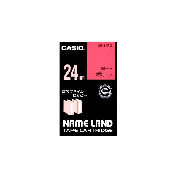 【新品】(まとめ) カシオ CASIO ネームランド NAME LAND スタンダードテープ 24mm×8m 赤／黒文字 XR-24RD 1個 【×