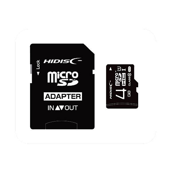【新品】(まとめ) ハイディスク microSDHCカード4GB class10 UHS-I対応 SD変換アダプター付き HDMCSDH4GCL10U_画像1