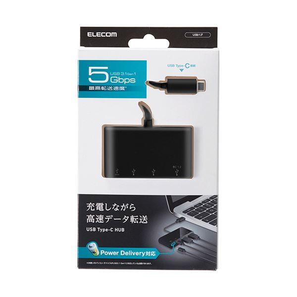 【新品】エレコム USBType-Cコネクタ搭載USBハブ（PD対応）ブラック U3HC-A423P5BK 1個_画像2