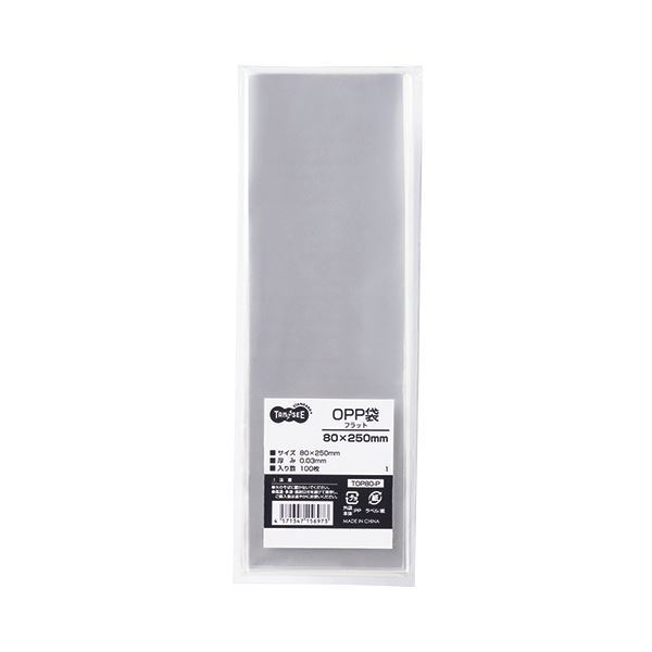 【新品】(まとめ) TANOSEE OPP袋 フラット 80×250mm 1パック(100枚) 【×30セット】