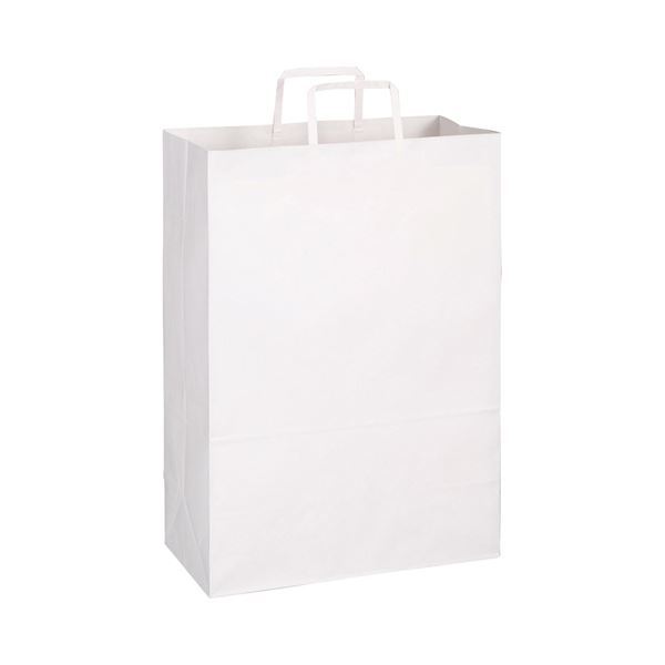 【新品】TANOSEE 紙手提袋 平紐 特大ヨコ340×タテ480×マチ幅170mm 白無地 1セット（300枚：50枚×6パック）