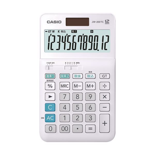 【新品】（まとめ）カシオ W税率電卓 12桁ジャストタイプ JW-200TC-N 1台【×2セット】_画像1
