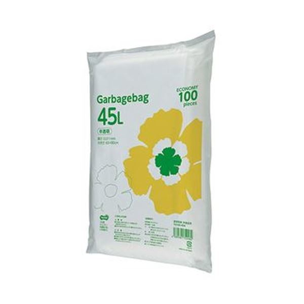 【新品】（まとめ）TANOSEE ゴミ袋エコノミー 半透明 45L 1パック（100枚）【×20セット】