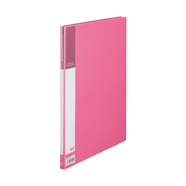 【新品】（まとめ）TANOSEE書類が入れやすいクリヤーファイル「ヨコカラ」 A4タテ 40ポケット 背幅11mm ピンク 1冊 【×20セット】