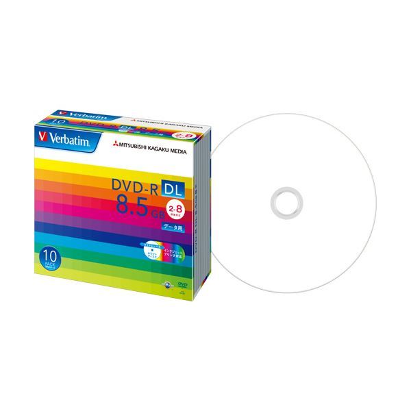 【新品】(まとめ)バーベイタム データ用DVD-R DL8.5GB 2-8倍速 ホワイトワイドプリンタブル 5mmスリムケース DHR85HP10V1