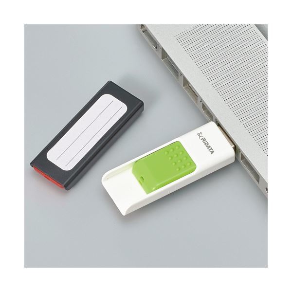 【新品】（まとめ）RiDATA ラベル付USBメモリー32GB ホワイト/グリーン RDA-ID50U032GWT/GR 1個【×3セット】_画像2
