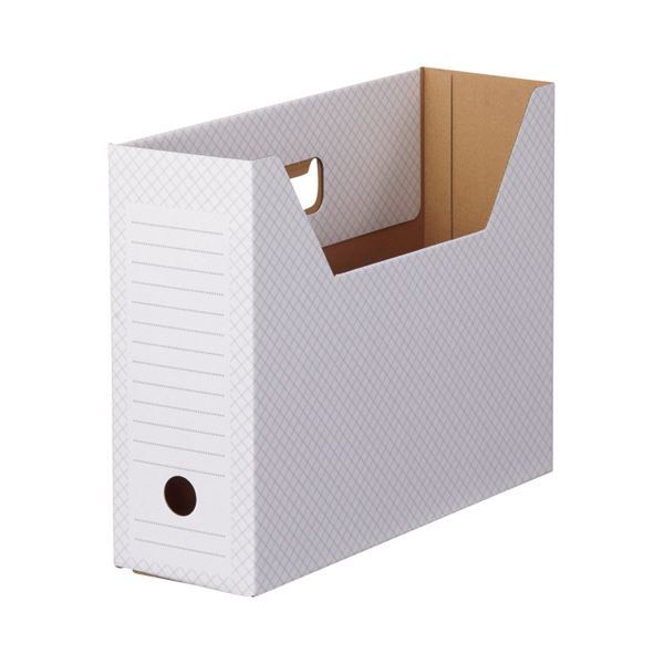【新品】TANOSEEボックスファイル(ホワイト) A4ヨコ 背幅100mm グレー 1セット(50冊:10冊×5パック)