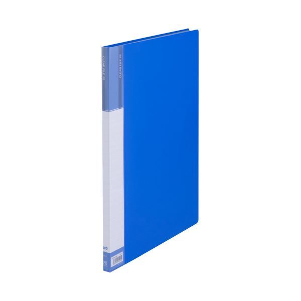 【新品】（まとめ）TANOSEEクリヤーファイル(台紙入) B4タテ 20ポケット 背幅15mm ブルー 1冊 【×10セット】