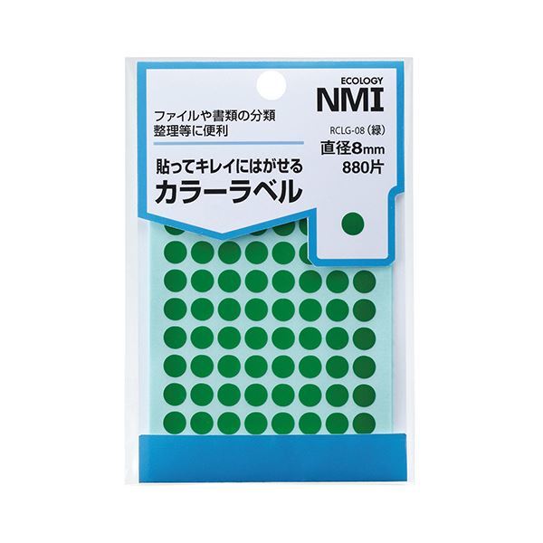 【新品】（まとめ） NMI はがせるカラー丸ラベル 8mm緑 RCLG-08 1パック（880片：88片×10シート） 【×30セット】