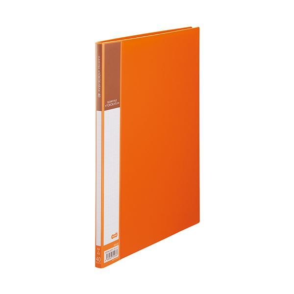 【新品】（まとめ）TANOSEE書類が入れやすいクリヤーファイル「ヨコカラ」 A4タテ 40ポケット 背幅11mm オレンジ 1冊 【×20セット】