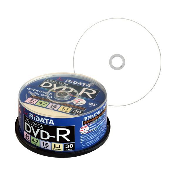 【新品】(まとめ)RiDATA データ用DVD-R4.7GB 1-16倍速 ホワイトワイドプリンタブル スピンドルケース D-R16X47G.PW30