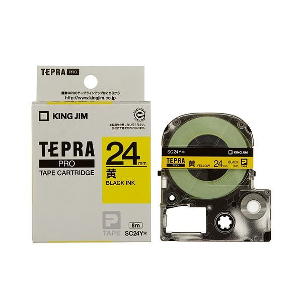 【新品】(まとめ) キングジム テプラ PRO テープカートリッジ パステル 24mm 黄/黒文字 SC24Y 1個 【×4セット】