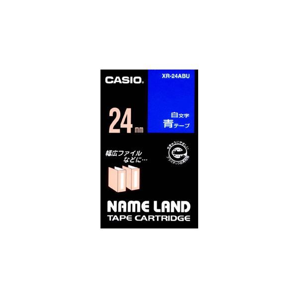 【新品】（まとめ） カシオ CASIO ネームランド NAME LAND スタンダードテープ 24mm×8m 青／白文字 XR-24ABU 1個 【×