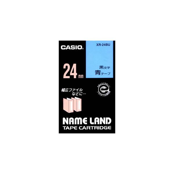 【新品】（まとめ） カシオ CASIO ネームランド NAME LAND スタンダードテープ 24mm×8m 青／黒文字 XR-24BU 1個 【×4