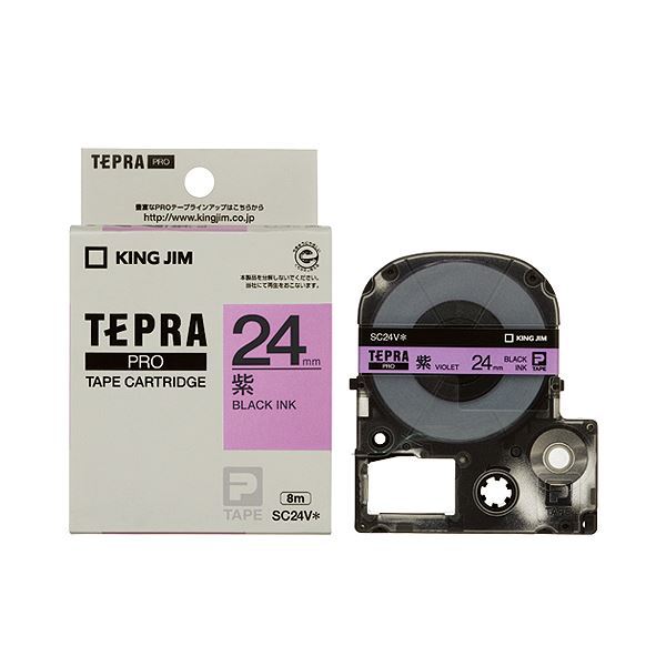 【新品】（まとめ） キングジム テプラ PRO テープカートリッジ パステル 24mm 紫／黒文字 SC24V 1個 【×4セット】