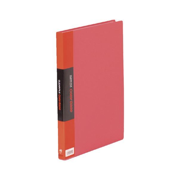 【新品】（まとめ） キングジム クリアファイル カラーベースW A4タテ 40ポケット 背幅24mm 赤 132CW 1冊 【×4セット】