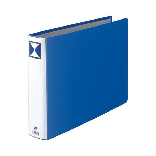 【新品】（まとめ） TANOSEE 両開きパイプ式ファイル B4ヨコ 500枚収容 背幅66mm 青 1冊 【×5セット】