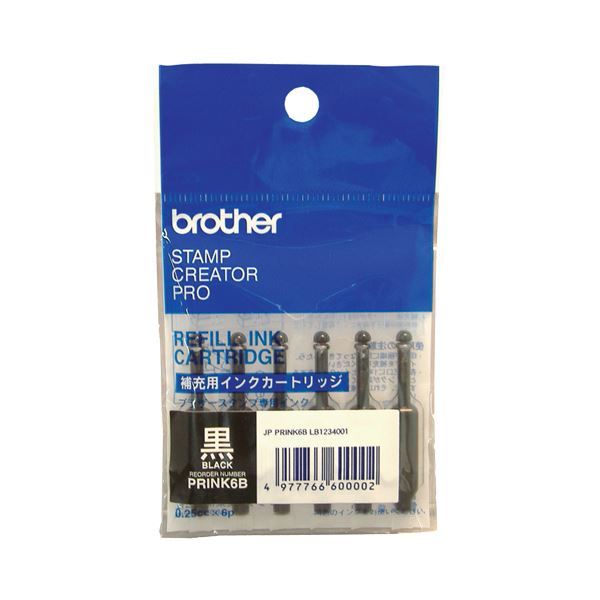 【新品】（まとめ） ブラザー BROTHER 使いきりタイプ補充インク 黒 PRINK6B 1パック（6本） 【×10セット】_画像1