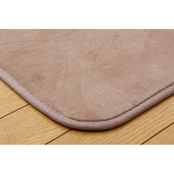 【新品】撥水 ラグマット/絨毯 【ベージュ 200×250cm】 ホットカーペット 床暖房対応 不織布 裏貼り加工 お手入れ簡単 〔リビング〕_画像2