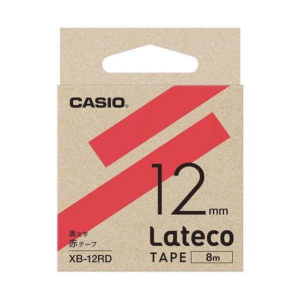 【新品】（まとめ）カシオ計算機 ラテコ専用テープXB-12RD赤に黒文字（×30セット）