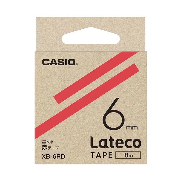 【新品】（まとめ）カシオ計算機 ラテコ専用テープXB-6RD 赤に黒文字（×10セット）